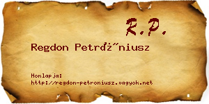 Regdon Petróniusz névjegykártya